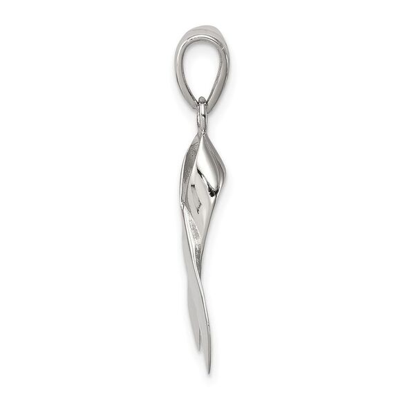 Sterling Silver Polished Cancer Awareness Ribbon Pendant - Picture 2 of 6